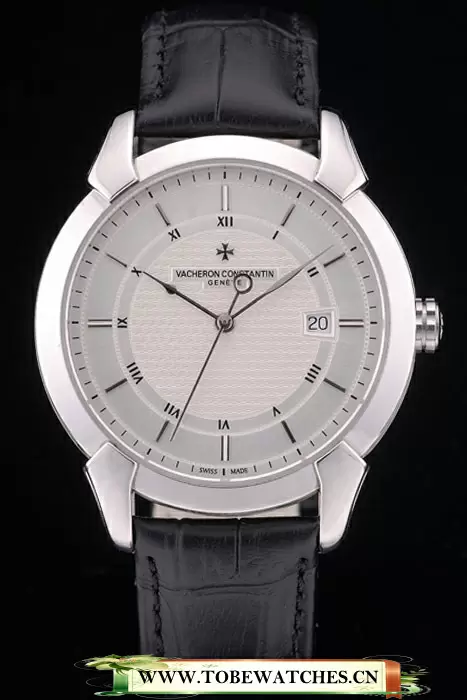 Vacheron Constantin Traditionnelle White Dial Roman Numerals Black Leather Bracelet En105442
