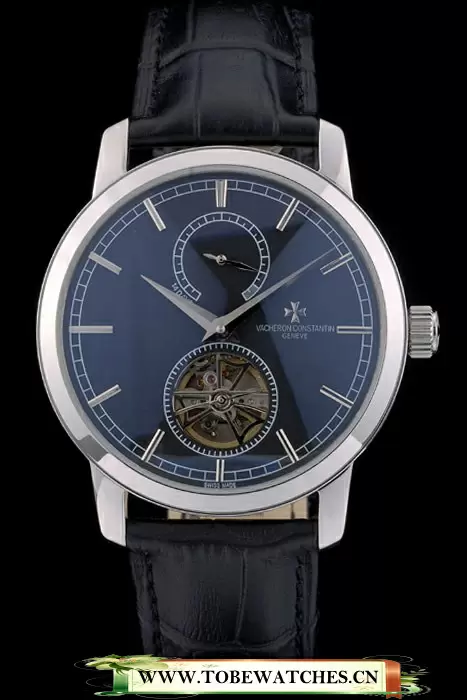 Vacheron Constantin Patrimony Traditionnelle Black Dial Stainless Steel Case Black Leather Bracelet En108742
