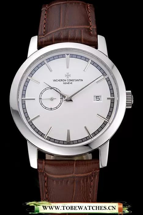 Vacheron Constantin Patrimony Contemporaine Stainless Steel Case White Dial Brown Leather Bracelet En120084