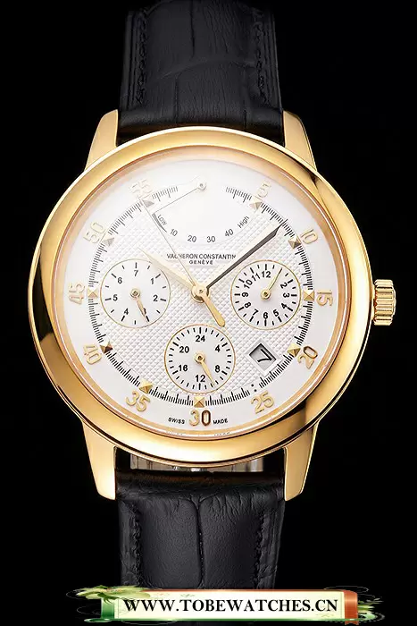 Vacheron Constantin Traditionnelle Power Reserve White Dial Gold Case Black Leather Strap En122012