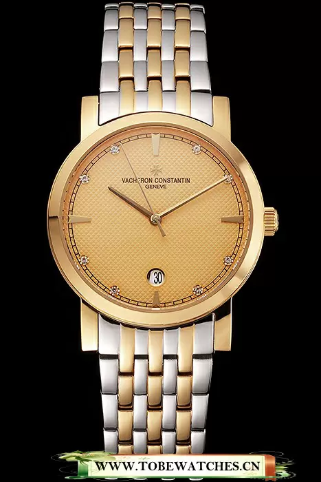 Vacheron Constantin Fine Gold Dial Gold Case Two Tone Bracelet En122786