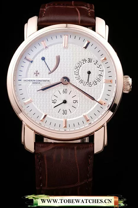 Vacheron Constantin Malte Power Reserve White Dial Rose Gold Case Brown Leather Bracelet En59722