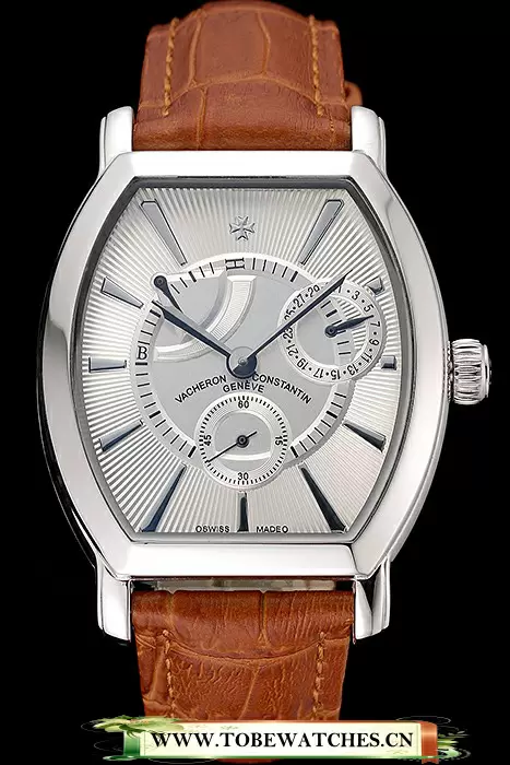 Vacheron Constantin Malte White Dial Stainless Steel Case Brown Leather Bracelet En74652