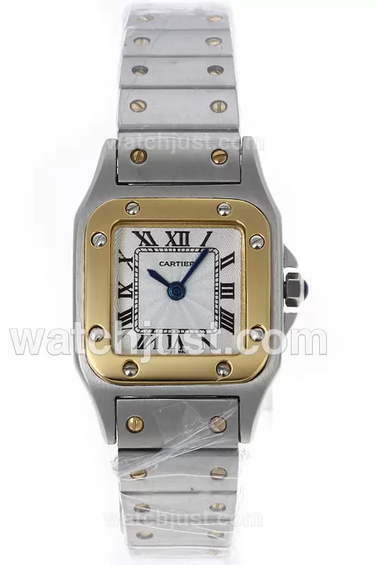Cartier Santos 100 Two Tone With White Dial Man Size And Lady Size En15053