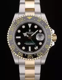 Swiss Rolex Gmt Master Rose Gold Bezel Black Dial Watch Brands Rol3838