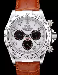 Swiss Rolex Daytona Stainless Steel Case White Dial Brown Leather Strap Watch Brands Rol3795