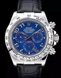 Swiss Rolex Daytona Stainless Steel Case Blue Dial Black Leather Strap Watch Brands Rol3794