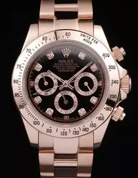 Swiss Rolex Daytona Rose Gold Plated Stainless Steel Black Dial Watch Brands Rol3788