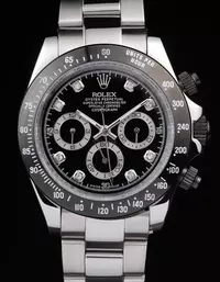 Swiss Rolex Daytona Stainless Steel Black Enameled Black Dial Watch Brands Rol3789