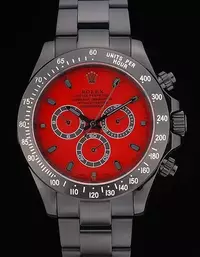 Swiss Rolex Daytona Black Ion Plated Tachymeter Black Stainless Steel Strap Red Dial Watch Brands Rol3771