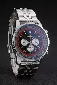 Swiss Breitling Certifi Polished Silver Stainless Steel Strap Black Dial Chronograph Bre4192