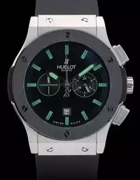 Swiss Hublot Big Bang Black Rubber Strap Black Dial Green Pointers Watch Brands Hu3885