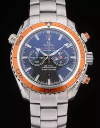 Swiss Omega Seamaster Planet Ocean Orange Tachymeter Black Dial Stainless Steel Strap Watch Brands Ome4068