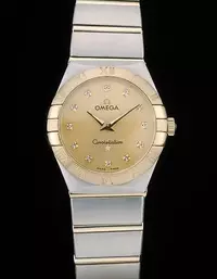 Swiss Lady Omega Constellation Golden Dial Stainless Steel Bracelet Watch Brands Ome3988