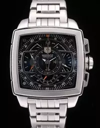 Swiss Tag Heuer Monaco Mikrograph Stainless Steel Strap Black Dial Watch Brands Tagh4156