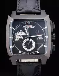 Swiss Tag Heuer Monaco Black Ceramic Case Black Dial Black Leather Strap Watch Brands Tagh4148