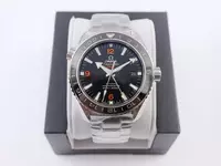 Swiss Omega Seamaster Planet Ocean Gmt Black Dial Stainless Steel Band  Ome20856